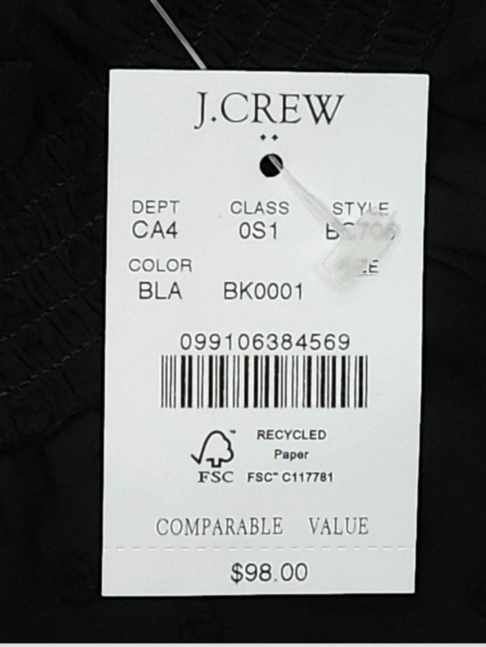 J.Crew Black Smocked Drop Waist Mini Dress in Swiss Dot Size Medium $98 NWT - Picture 3 of 5